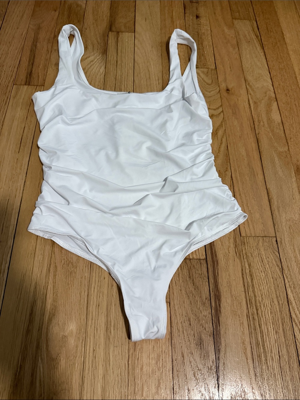 Zara White Scoop Neck Stretch Bodysuit - Picture 2 of 4
